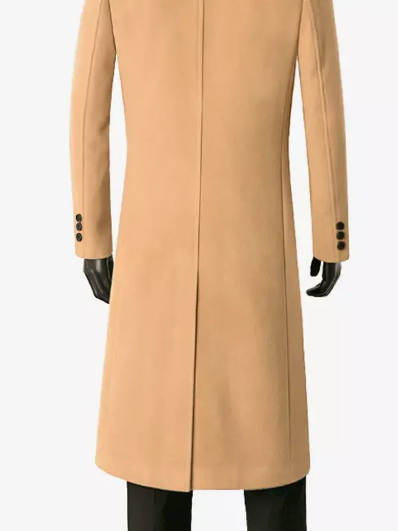 Manteaux Costume Long Pour Hommes Col Rabattu Décontracté Bleu Foncé