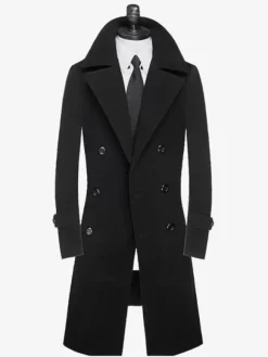 Manteaux Costume pour hommes Double boutonnage Col rabattu Chic Noir Moderne