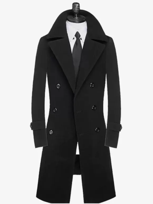 Manteaux Costume pour hommes Double boutonnage Col rabattu Chic Noir Moderne