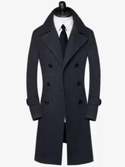 Manteaux Costume pour hommes Double boutonnage Col rabattu Chic Noir Moderne