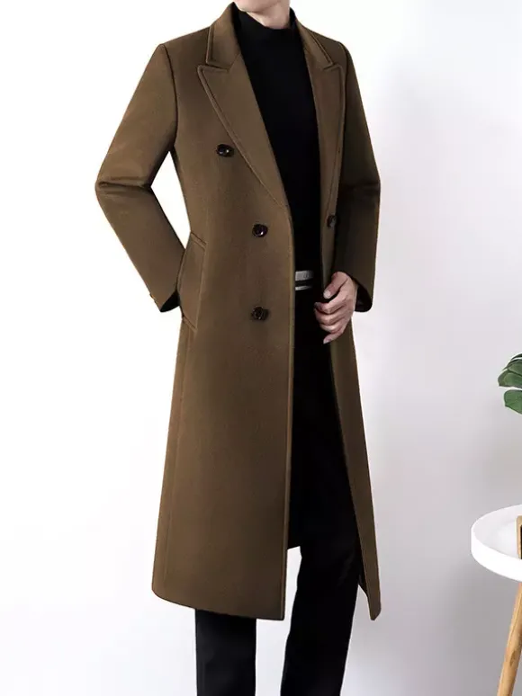 Manteaux Costume pour hommes Double boutonnage Col rabattu Décontracté Noir