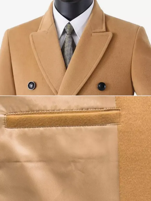 Manteaux Costume pour hommes Double boutonnage Col rabattu Décontracté Noir