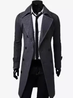Manteaux Costume pour hommes Double boutonnage Col rabattu Chic Gris Beau