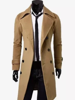 Manteaux Costume pour hommes Double boutonnage Col rabattu Chic Gris Beau