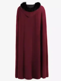 Manteaux en laine d'Halloween rétro couleur unie Costume de Cape Steampunk Bourgogne