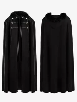 Manteaux en laine d'Halloween rétro couleur unie Costume de Cape Steampunk Bourgogne