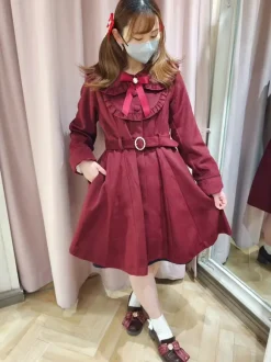 Manteaux gothiques Lolita Manteau noir Volants N艙uds Pardessus Polyester Automne Lolita Vêtements d'extérieur
