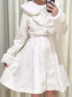 Manteaux gothiques Lolita Manteau noir Volants N艙uds Pardessus Polyester Automne Lolita Vêtements d'extérieur