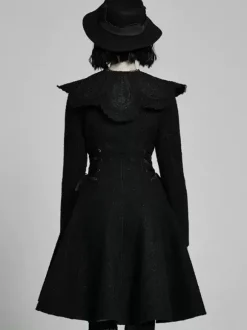 Manteaux gothiques Lolita à pompons noirs en polyester Manteau d'hiver Lolita Outwears
