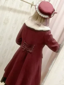 Manteaux Lolita académiques Bordeaux N艙uds de Noël Cape en polyester Manteau Manteau Bloc de couleur Lolita Vêtements d'extérieur Hiver