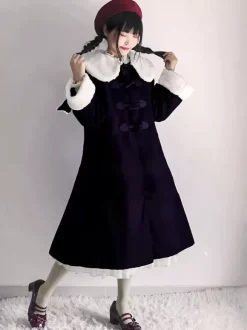 Manteaux Lolita de style ROCOCO Manteau bordeaux N艙uds Manteau Cape Polyester Automne Lolita Vêtements d'extérieur