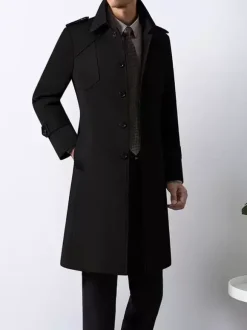 Manteaux Costume Hommes Col Rabattu Chic Poche Café Marron Mode