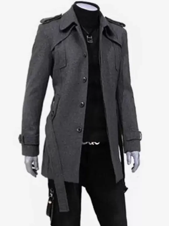 Manteaux Costume pour hommes Col rabattu Ceinture Décontracté Gris Élégant