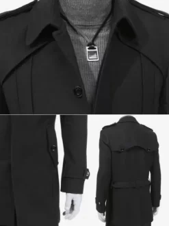 Manteaux Costume pour hommes Col rabattu Ceinture Décontracté Gris Élégant