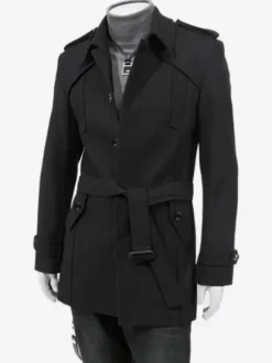Manteaux Costume pour hommes Col rabattu Ceinture Décontracté Gris Élégant
