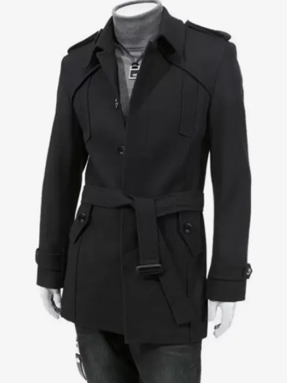 Manteaux Costume pour hommes Col rabattu Ceinture Décontracté Gris Élégant