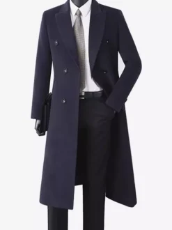 Manteaux Costume pour hommes Double boutonnage Col rabattu Décontracté Noir Moderne