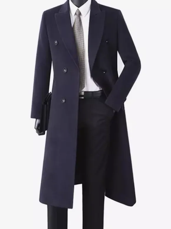 Manteaux Costume pour hommes Double boutonnage Col rabattu Décontracté Noir Moderne