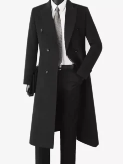 Manteaux Costume pour hommes Double boutonnage Col rabattu Décontracté Noir Moderne