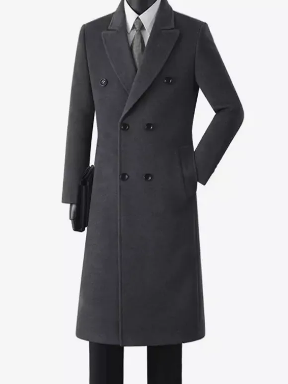 Manteaux Costume pour hommes Double boutonnage Col rabattu Décontracté Noir Moderne