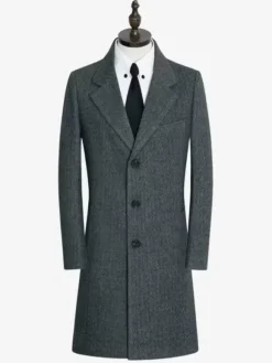 Manteaux Costume pour hommes Col rabattu Chic Gris Beau
