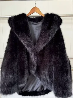 Manteaux en fausse fourrure à capuche coupe asymétrique vestes d'hiver pour femmes 2026
