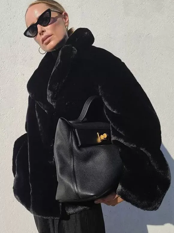 Manteaux en fausse fourrure Chic col rabattu veste longue d'hiver blanche pour femmes 2026