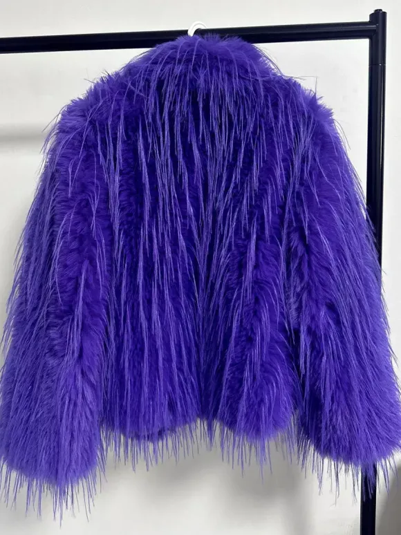 Manteaux en fausse fourrure à franges revers crantés veste d'hiver écologique pour femmes 2026