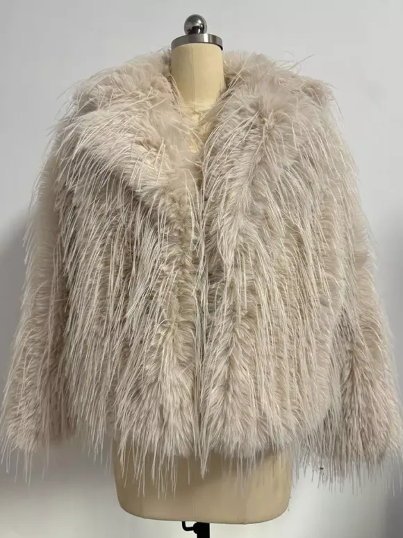 Manteaux en fausse fourrure à franges revers crantés veste d'hiver écologique pour femmes 2026
