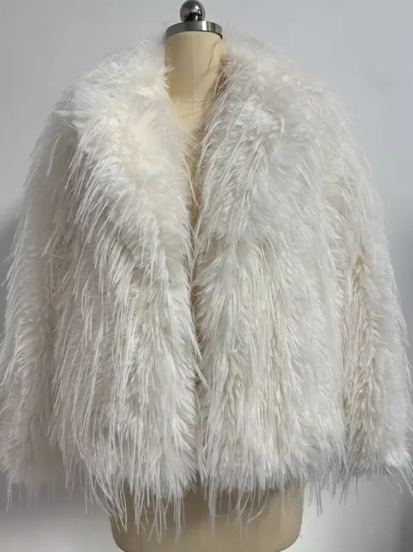 Manteaux en fausse fourrure à franges revers crantés veste d'hiver écologique pour femmes 2026