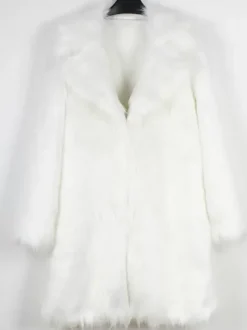 Manteaux En Fausse Fourrure Hiver Chaud Hommes Noir Chic Veste Manches Longues Col Rabattu