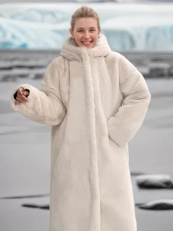 Manteaux en fausse fourrure pour femmes veste longue à capuche veste d'hiver écologique 2026