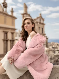 Manteaux en fausse fourrure pour femmes veste longue à capuche veste d'hiver écologique 2026