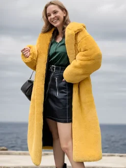 Manteaux en fausse fourrure pour femmes veste longue à capuche veste d'hiver écologique 2026
