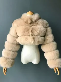 Manteaux en fausse fourrure veste courte en peluche écologique pour femme modèle hiver 2026