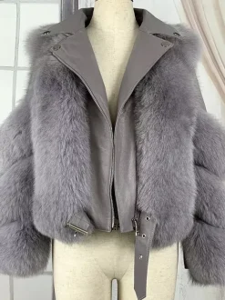 Manteaux Fourrés Manches Longues Zipper Hiver Chaud Veste Pour Femme Col Rabattu