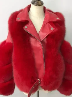 Manteaux Fourrés Manches Longues Zipper Hiver Chaud Veste Pour Femme Col Rabattu