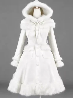 Manteaux gothiques Lolita Manteau noir Pompons Pardessus Polyester Automne Lolita Vêtements d'extérieur