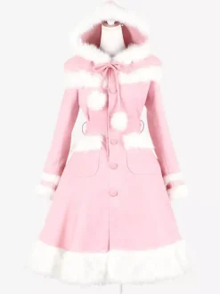 Manteaux gothiques Lolita Manteau noir Pompons Pardessus Polyester Automne Lolita Vêtements d'extérieur