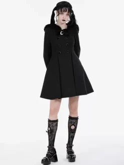 Manteaux gothiques Lolita Manteau en polyester noir Manteau d'automne Lolita Outwears