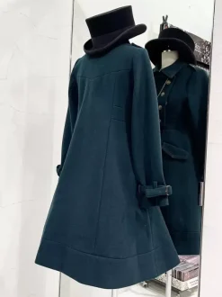 Manteaux gothiques Lolita Manteau pardessus en polyester vert foncé Manteau d'automne Lolita Outwears
