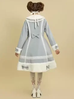 Manteaux Lolita de style ROCOCO Manteau rose N艙uds Volants Manteau Polyester Hiver Lolita Vêtements d'extérieur