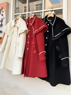 Manteaux Lolita de style ROCOCO Manteau marron clair N艙uds Pardessus Polyester Automne Lolita Vêtements d'extérieur