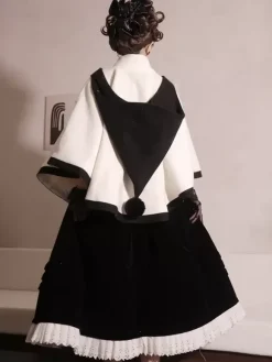 Manteaux Lolita de style ROCOCO Manteau bordeaux N艙uds Manteau bicolore Polyester Vêtements d'extérieur Lolita d'hiver