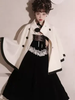 Manteaux Lolita de style ROCOCO Manteau bordeaux N艙uds Manteau bicolore Polyester Vêtements d'extérieur Lolita d'hiver