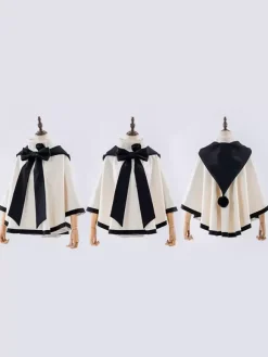 Manteaux Lolita de style ROCOCO Manteau bordeaux N艙uds Manteau bicolore Polyester Vêtements d'extérieur Lolita d'hiver