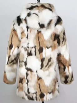 Manteaux Marron Camouflage En Fausse Fourrure Hiver Chaud Hommes Veste Manches Longues Col Rabattu Capuche