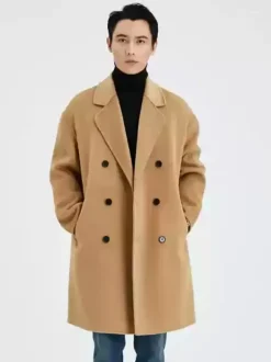 Manteaux Vest Pour Hommes Col Rabattu À Revers Chic Camel Chesterfield