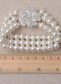 Mariage bijoux strass Set boucle d鈥檕reille perle collier et Bracelet (boucle d鈥檕reille : 5.3 Cm X 3 Cm X 0 5 Cm)