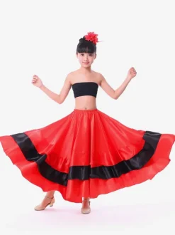 Maxi Paso Doble Gypsy Danse De Salle De Bal Flamenco Danse Vêtements De Danse À Volants Swing Jupes Costumes Déguisements Halloween